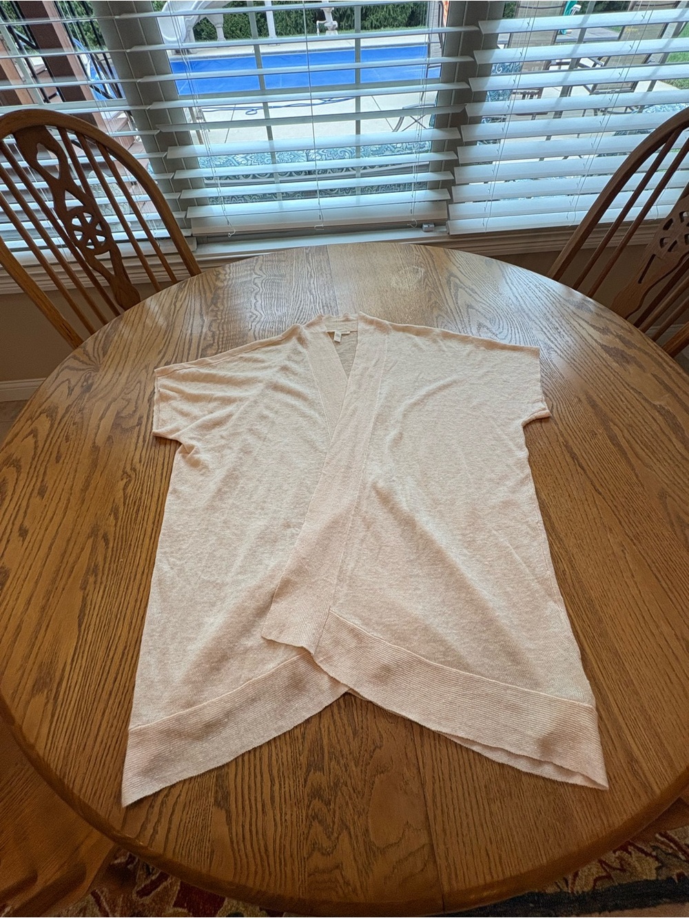 EILEEN FISHER | Organic Linen Short Sleeve Cream Beige Cardigan Angle Size S